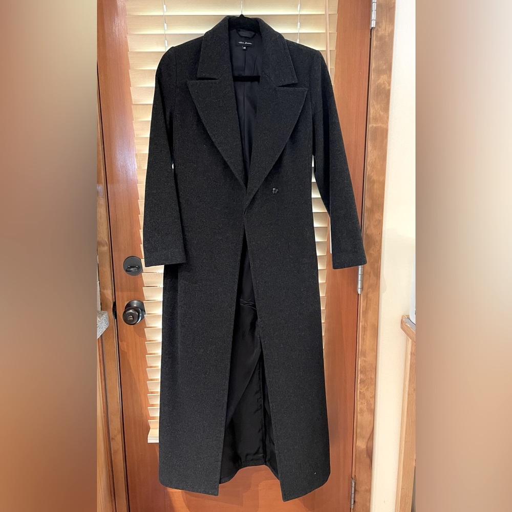 Talula Babaton xs dark gray long wool, cashmere, classy belted coat like new
